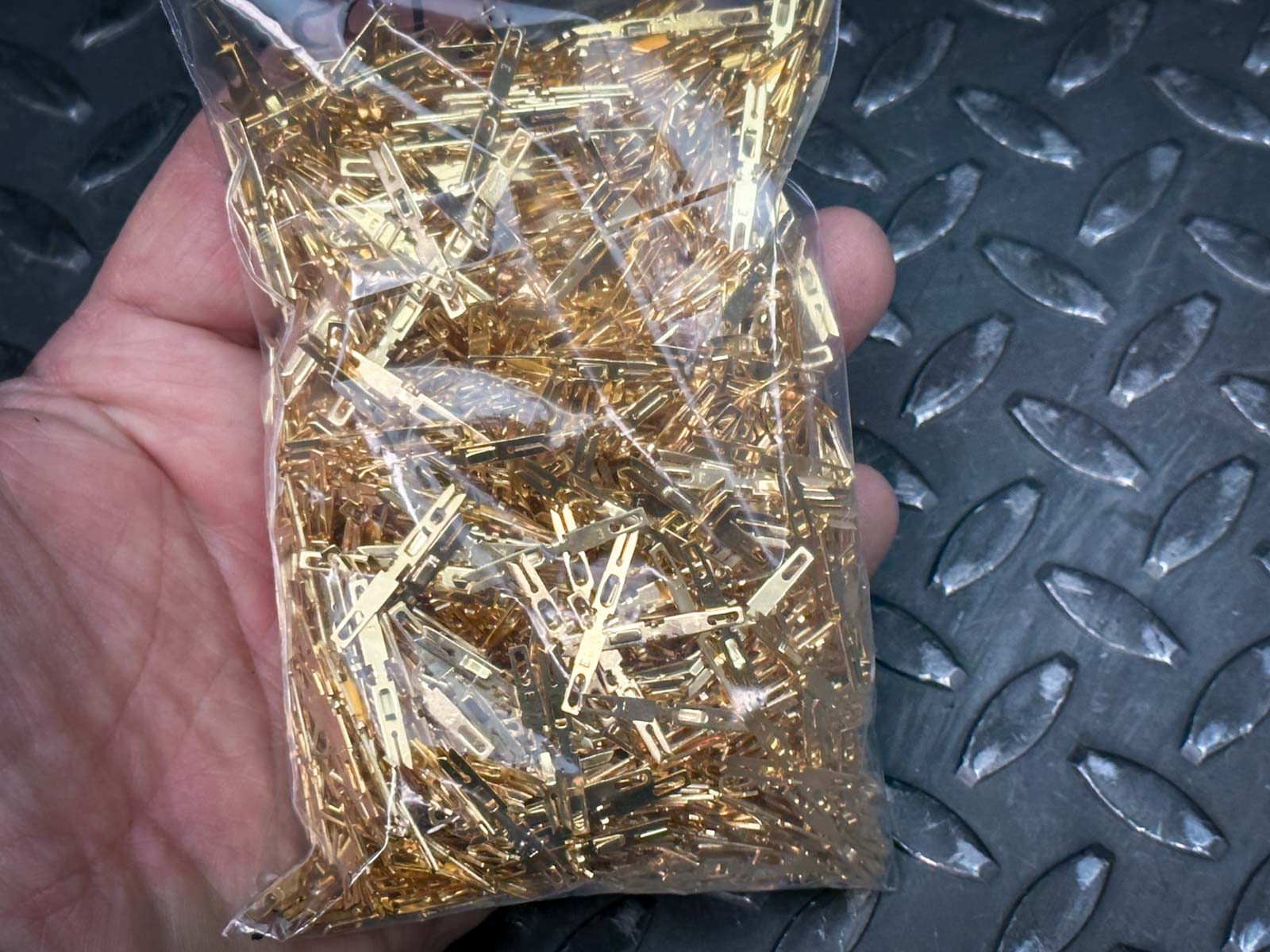 Scrap gold connector pins for precious metal recovery